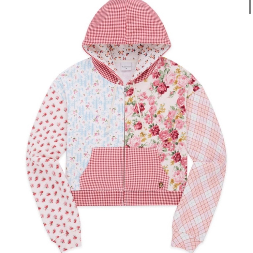Teddy Fresh Patchwork Zip-Up in Rose Multi